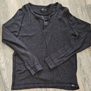 Men's Black Long Sleeve Henley Shirt
